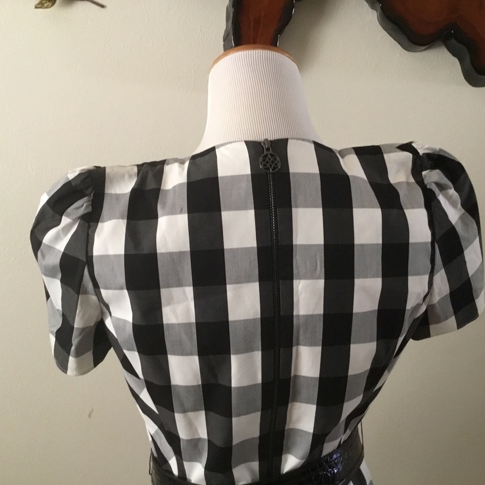 🌹HOST PICK🌹ANTONIO MELANI Black and White Plaid lined Mini Dress/ NWOT/ SZ 8 - Picture 4 of 11